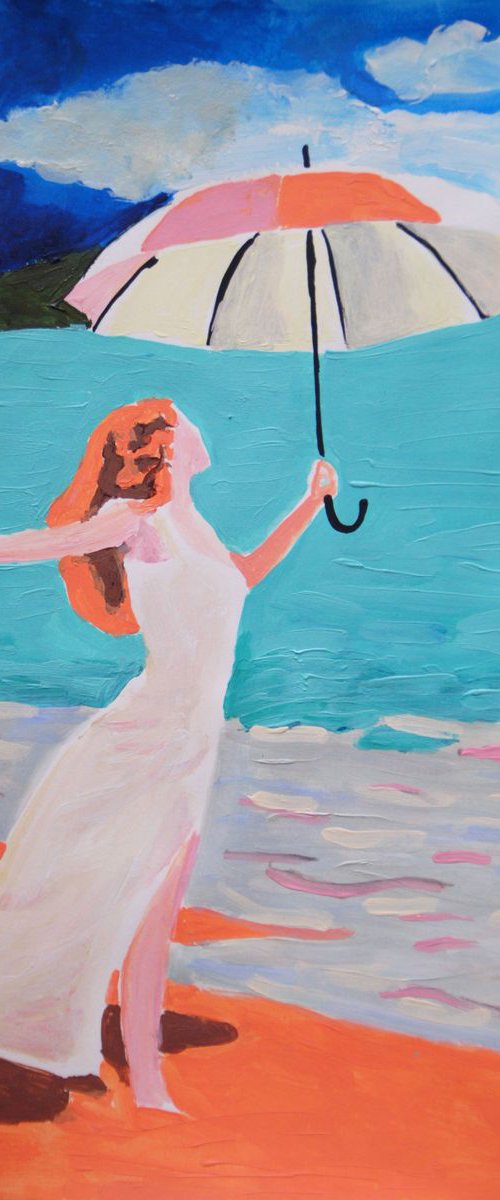 Girl with umbrella AP / 42 x 29.7 cm by Alexandra Djokic