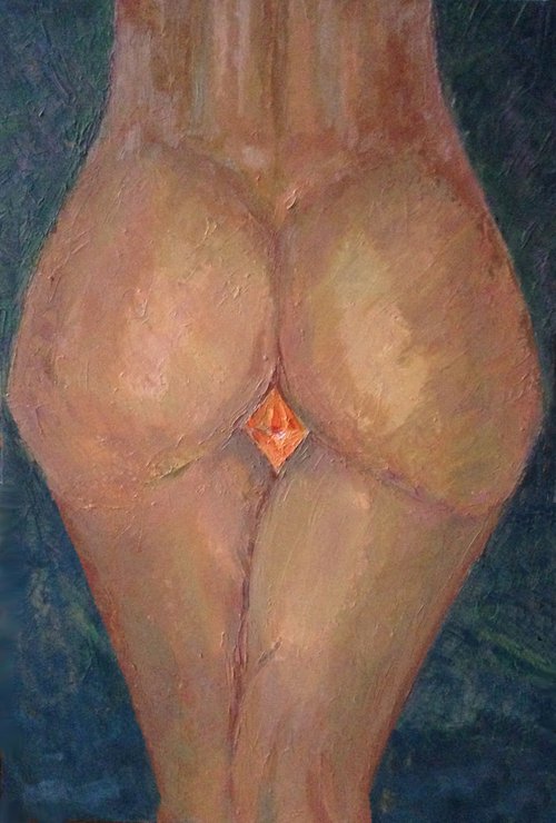 Woman from behind original oil artwork by Roman Sergienko