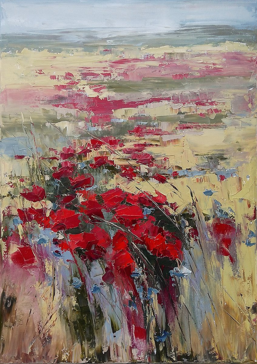 Expressive Landscape Oil Painting By Emilia Milcheva, 20 X 28, Sea Of Love, Original Artwork
