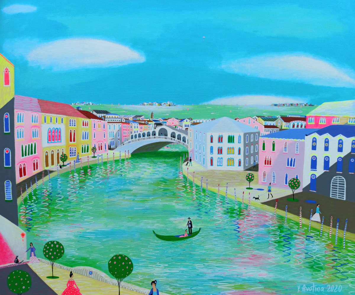 Impressionistic Landscape Acrylic Painting By Katrina Avotina, 47 X 39", It