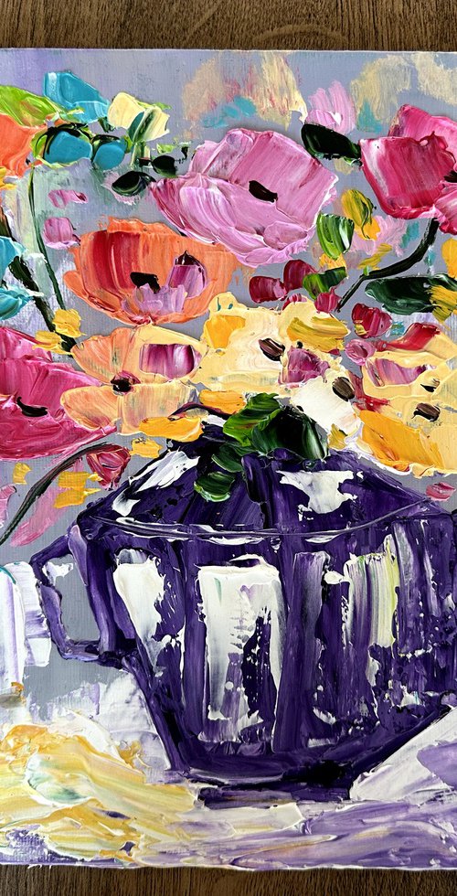 Pastel flowers acrylic by Oksana Fedorova