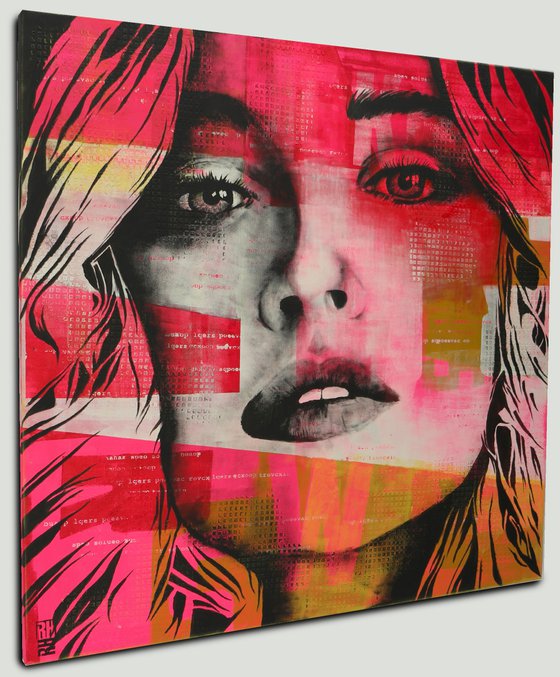 XL Portrait Painting - Pop Song - Pink Pop Art - 150x150cm - Ronald Hunter - 05J