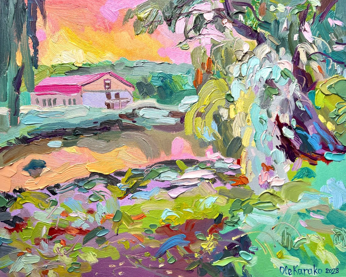 Impressionistic Landscape Oil Painting By Ole Karako, 12 X 9", Buky Canyon 7, Original Artwork