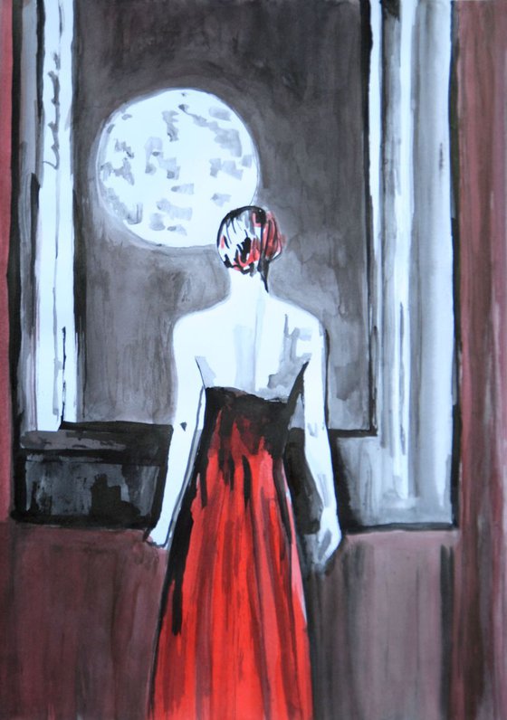 Moonlight Lady / 42 x 29.7 cm