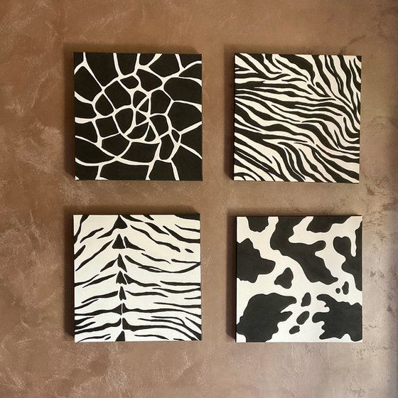 Zebra, Tiger, Giraffe, Cow