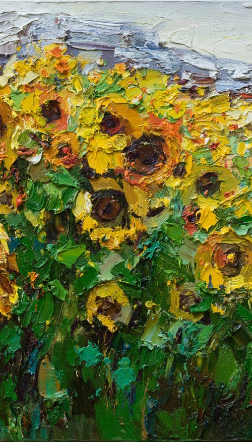 Sunflowers Original Oil painting by Anastasiia Valiulina