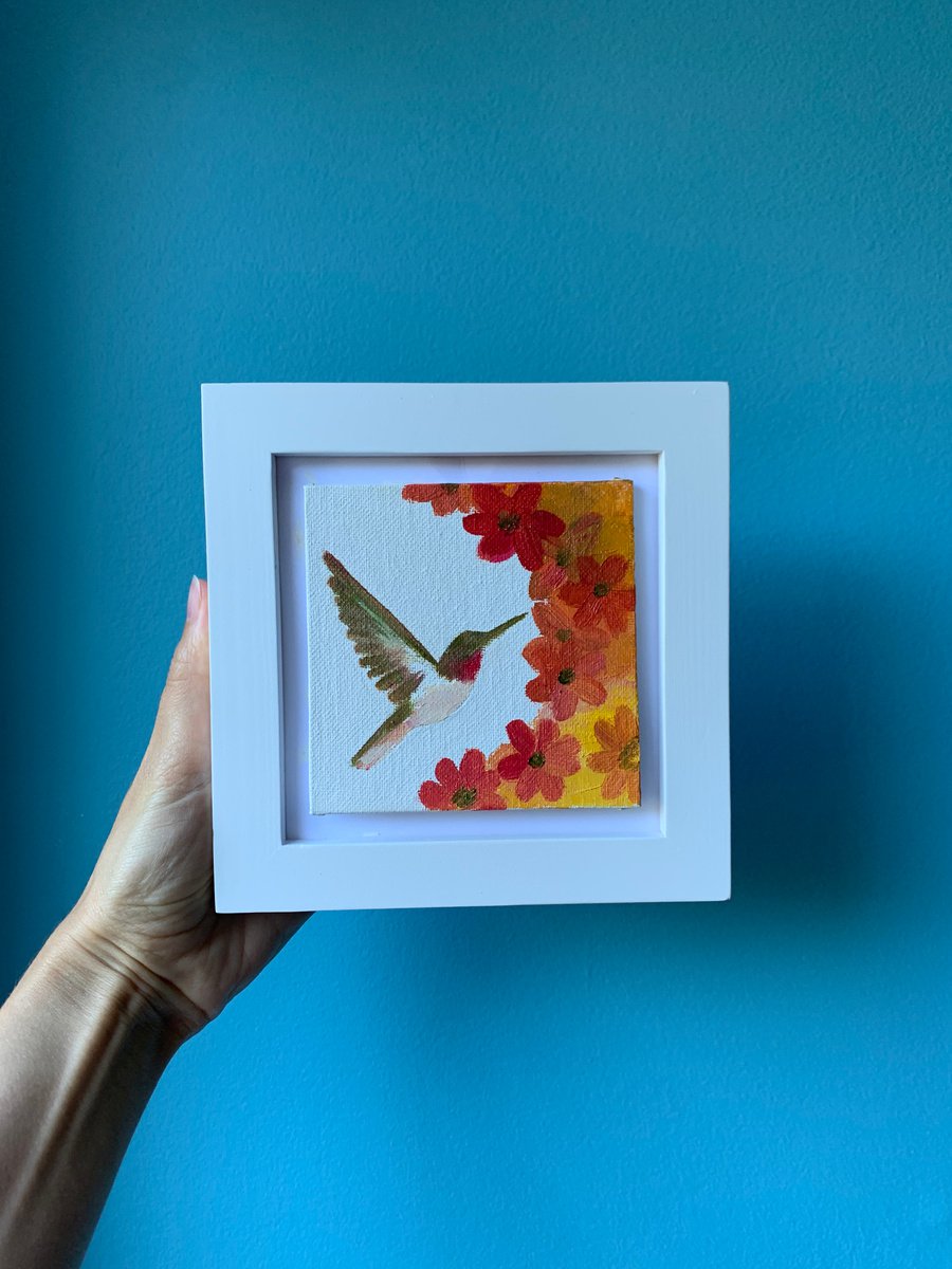Hummingbird and flowers 3 by Olha Gitman