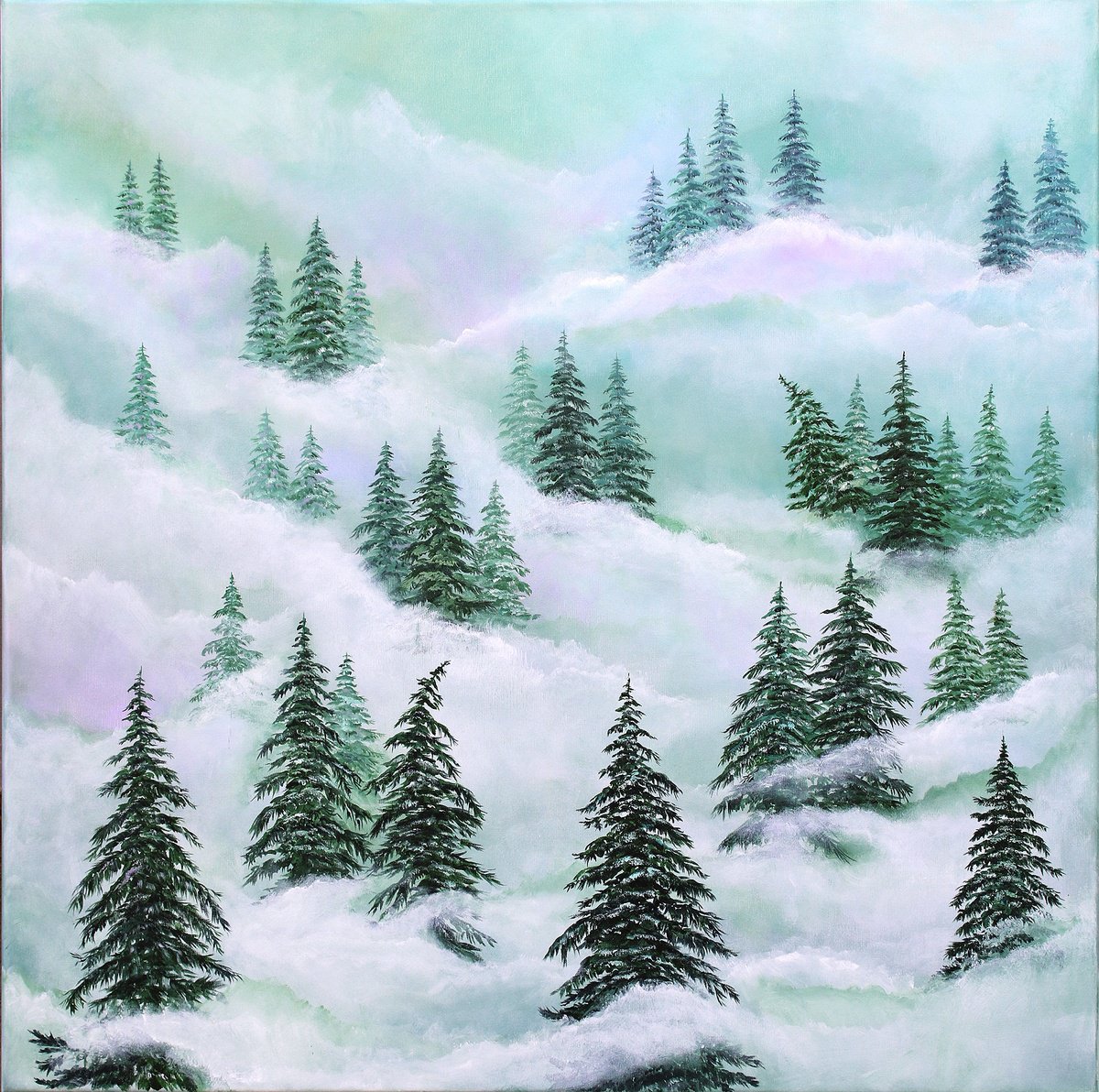 Calming Green By Katerina Koroleva, 31 X 31, Artwork For Sale On Artfinder
