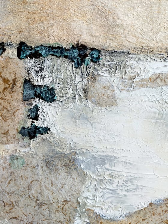 abstract "Presence of silence" linen canvas 120x120cm