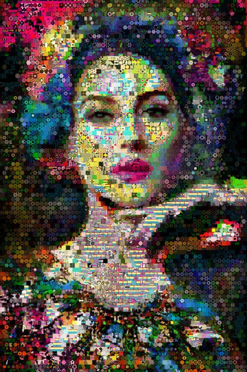 Portrait Painting By John Lijo Bluefish, 60 X 90, Monica_Beluchi_Abstract_Collage, Original Artwork