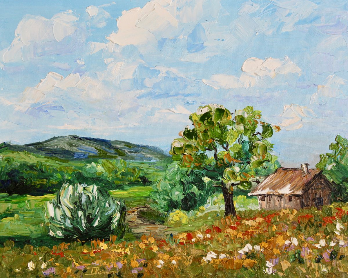 Impressionistic Landscape Oil Painting By Liza Illichmann, 12 X 9", Countryside, Original Artwork