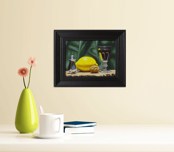 Walnut, wine and lemon in silver
