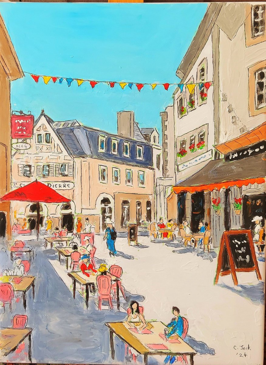 Cityscapes Acrylic Painting By Colin Ross Jack, 12 X 16, Roscoff #5, Original Artwork