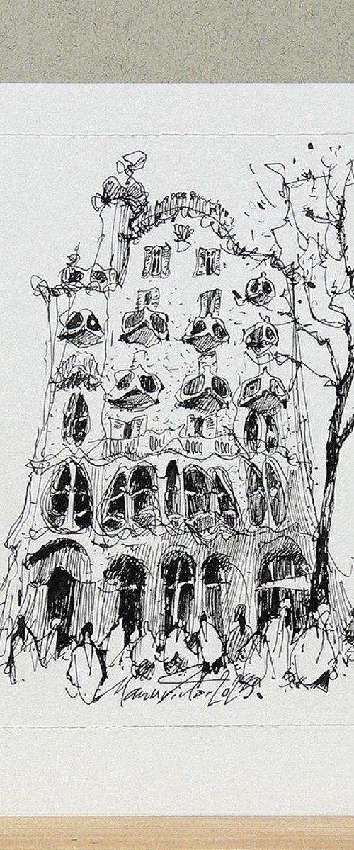 Batllo House, ink drawing. by Marin Victor