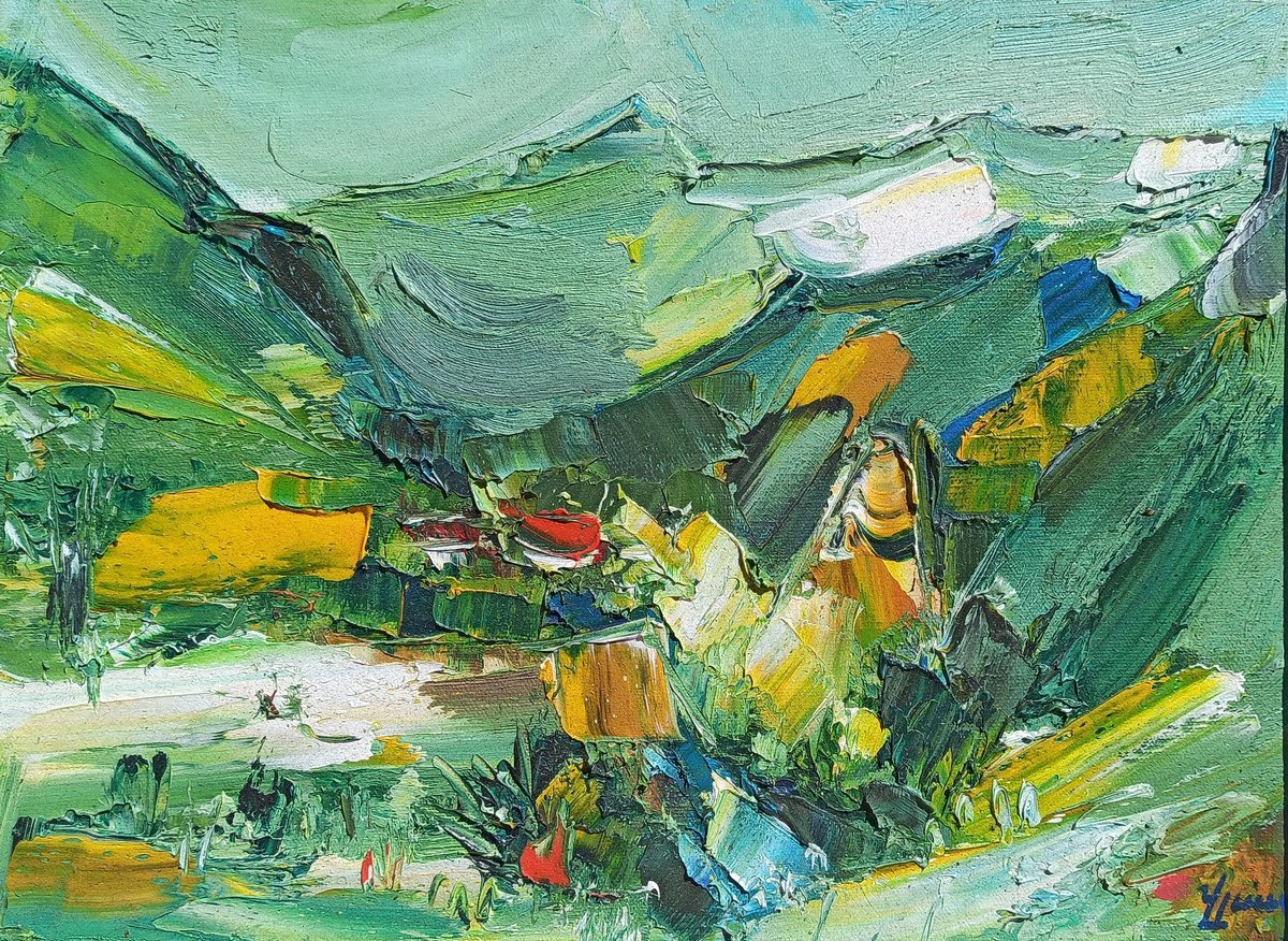 Impressionistic Landscape Oil Painting By Vlas Ayvazyan, 16 X 12", Landscape - Spring, Original Artwork