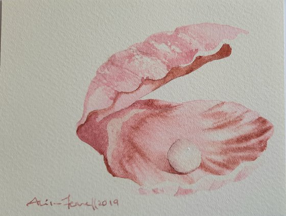 Pearly Pink - Original Pearl Watercolour - UK Artist