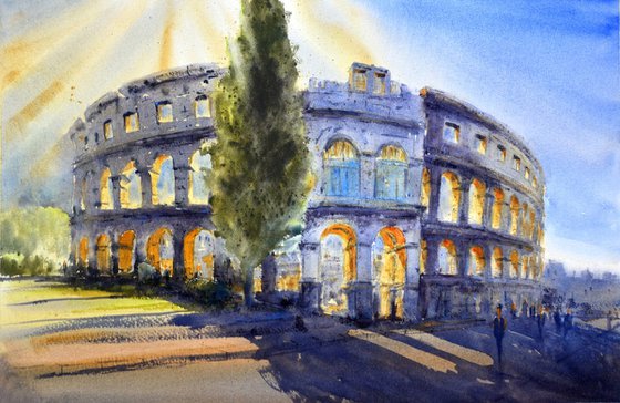 Ancient Roman Amphitheatre Pula Croatia 53x35cm 2020