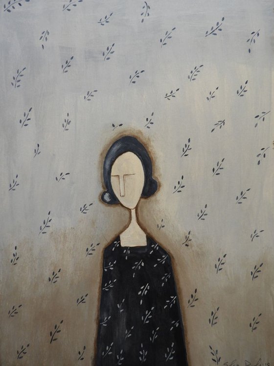 The Lady in Blue between plants