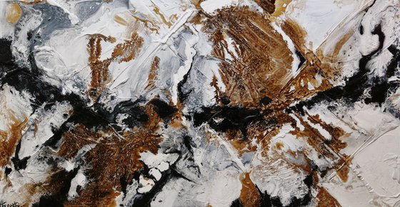 Rusted Black Ice 190cm x 100cm Brown Black White Textured Abstract Art