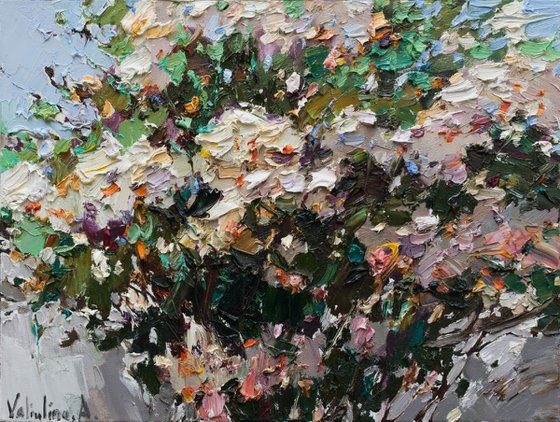 Summer  roses Impasto Original oil painting