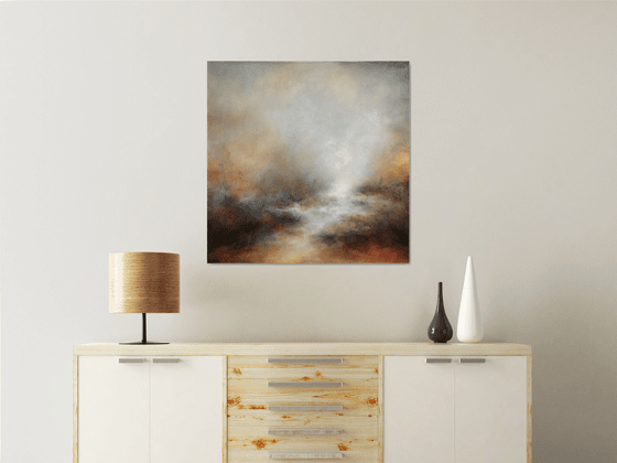 Calm emotions 70X70cm - GOLD PARTICLES 70X70CM DECOR MODERN URBAN ART OFFICE ART HOME DECOR GIFT IDEA ORIGINAL ACRYLIC PAINTING LANDSCAPE GIFT (2020)