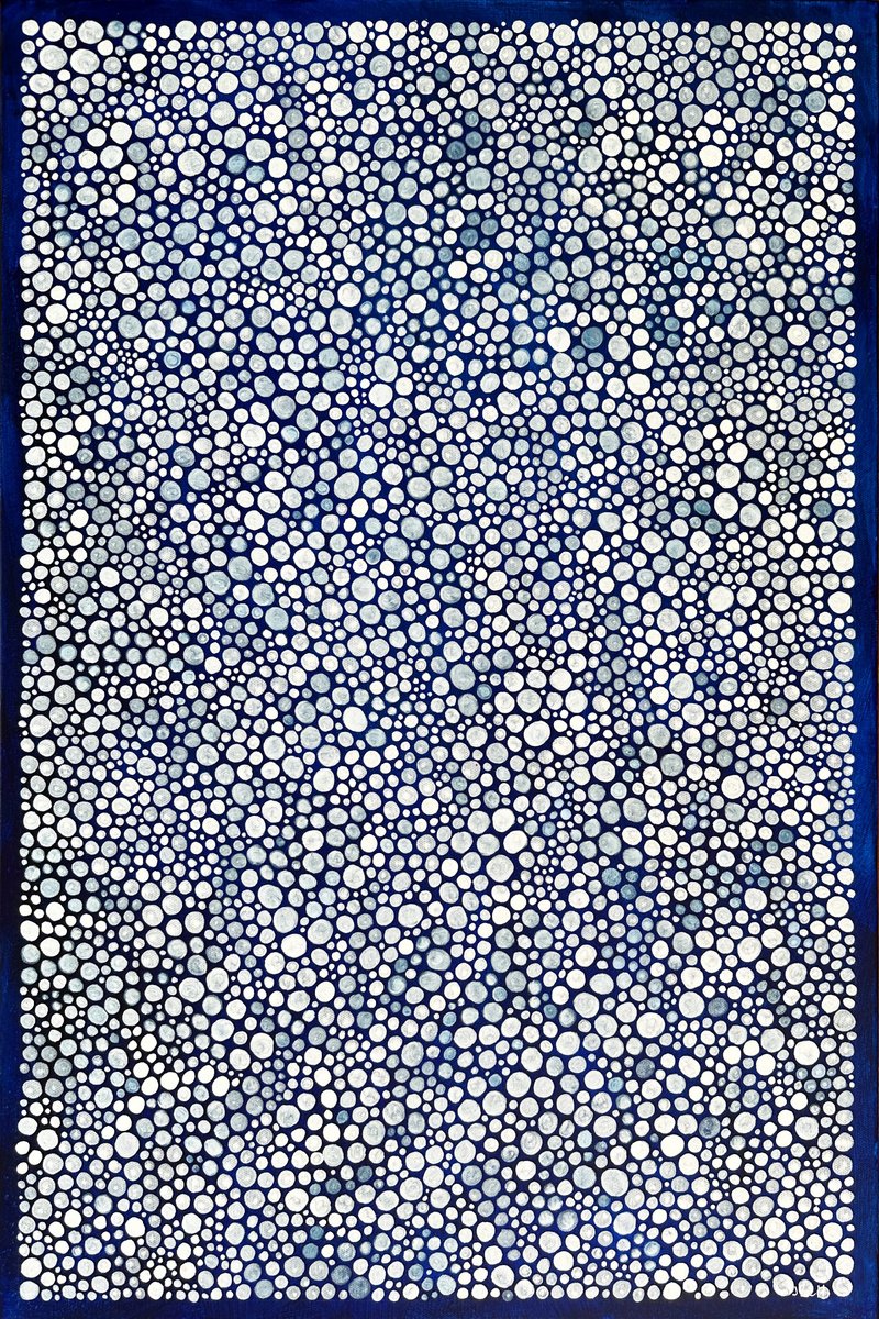 Abstract Acrylic Painting By Jennifer Bell, 21 X 31, Midnight Seas Iii, Original Artwork