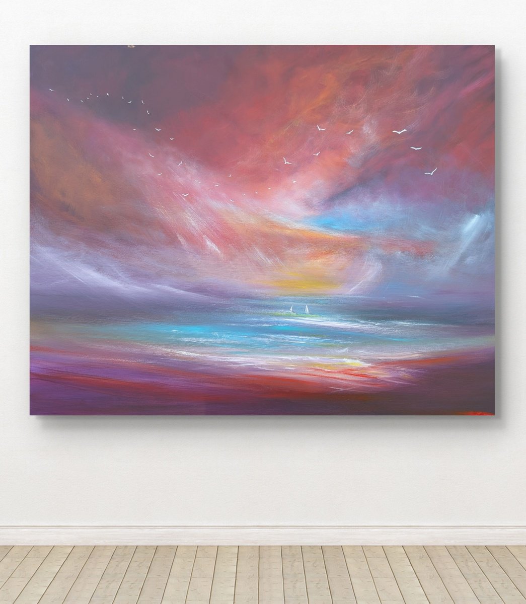 Impressionistic Landscape Acrylic Painting By Mel Graham, 39 X 31", Hope, Original Artwork