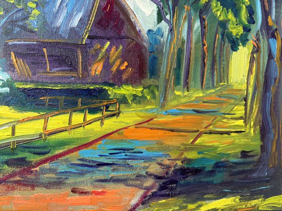 Dutch Countryside Alley at Sunset