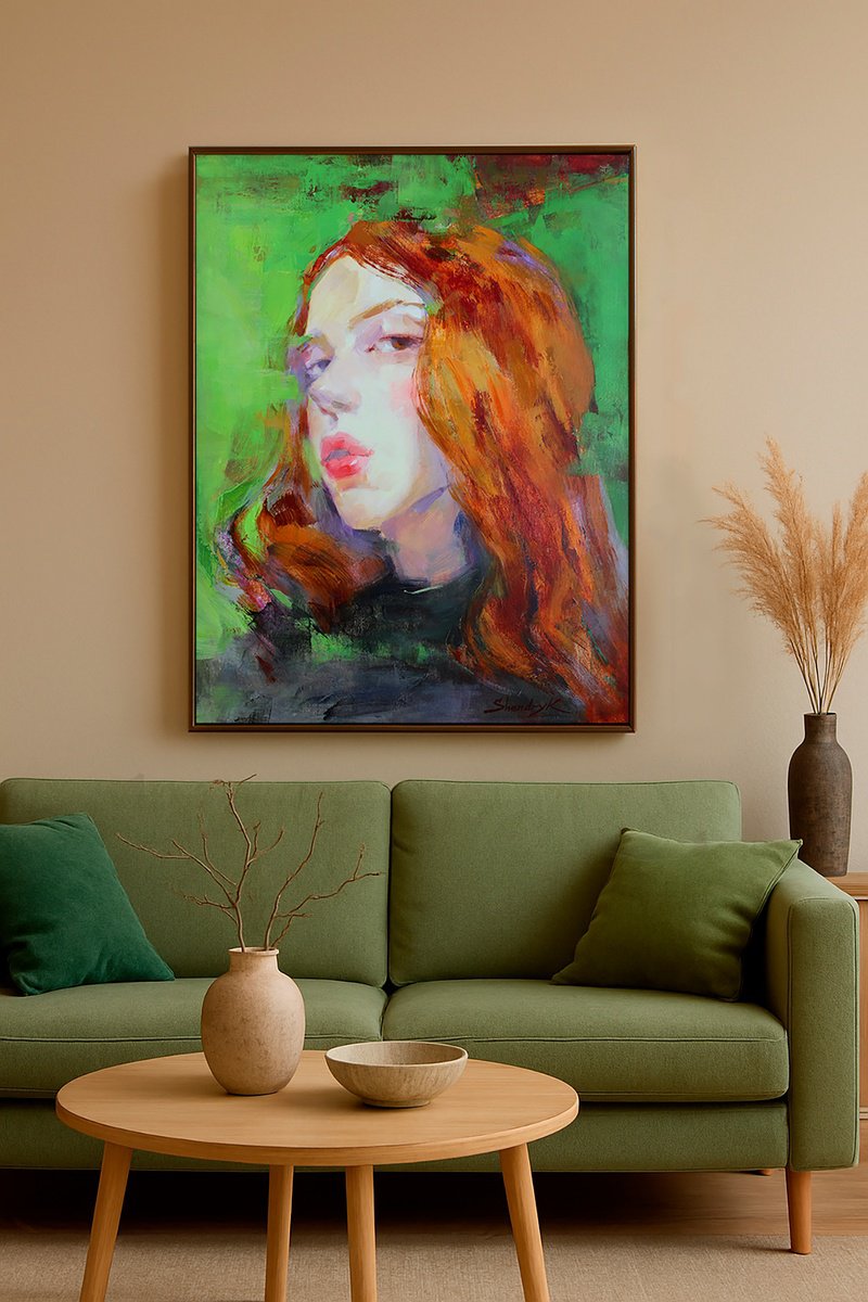 Impressionistic Portrait Acrylic Painting By Tetiana Shendryk, 24 X 31", Silent Presence, Original Artwork