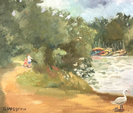 The country Park. An original oil painting.
