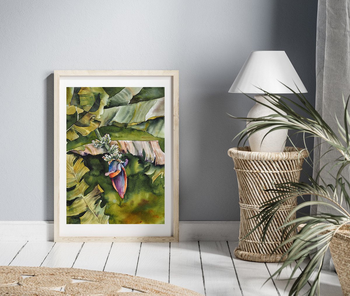 Impressionistic Botanical Watercolour By Delnara El, 11 X 15, Banana Trees, Original Artwork