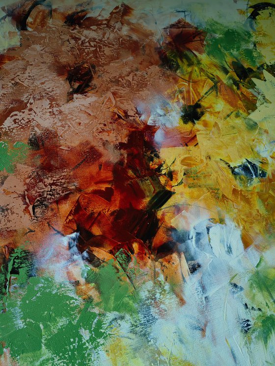 "Enchanted Blooms II" from "Colours of Summer" collection, XXL abstract flower painting