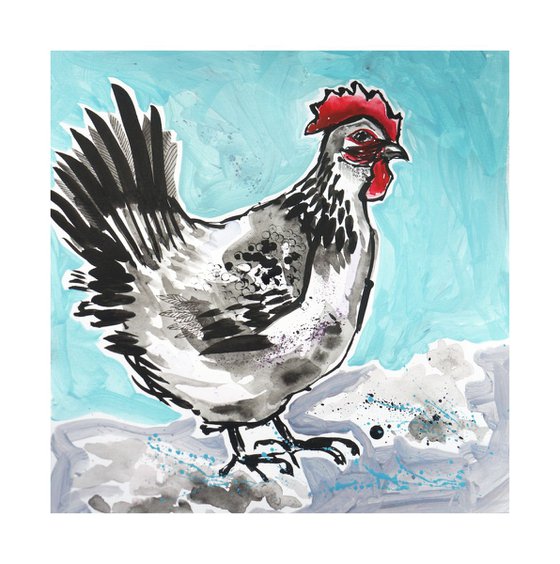Hen (Duck Egg blue background)