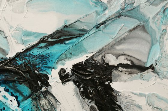 Turquoise Rapture 240cm x 100cm Textured Abstract Art