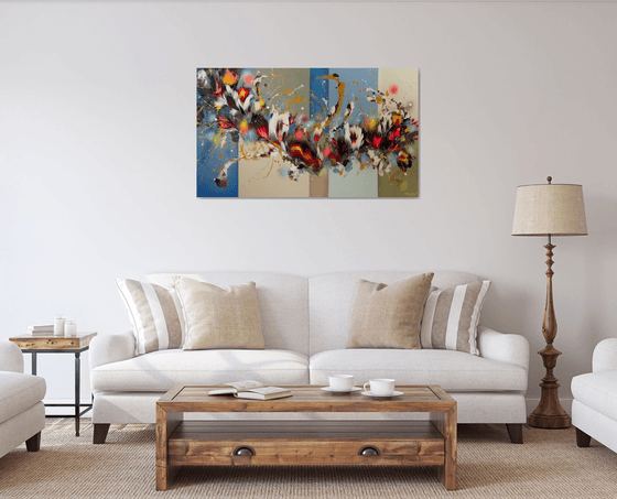 "Floral Embrace" Large Abstract Painting on canvas