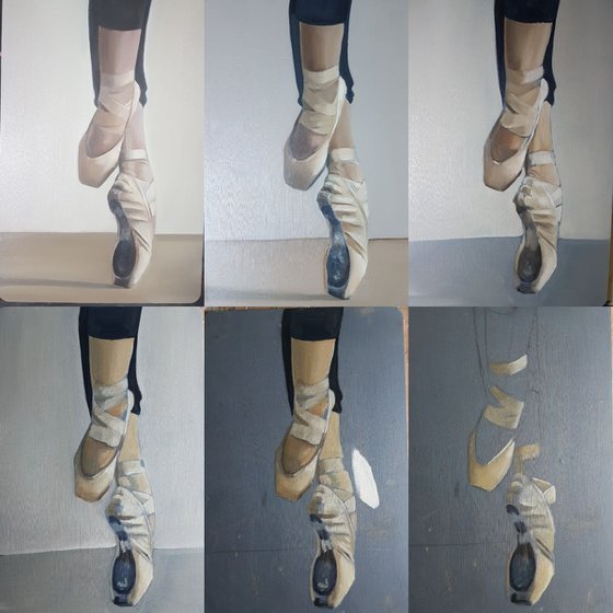 En Pointe, Dance, Ballet Dancer Shoes, Oil Painting, Ballerina, Framed Art