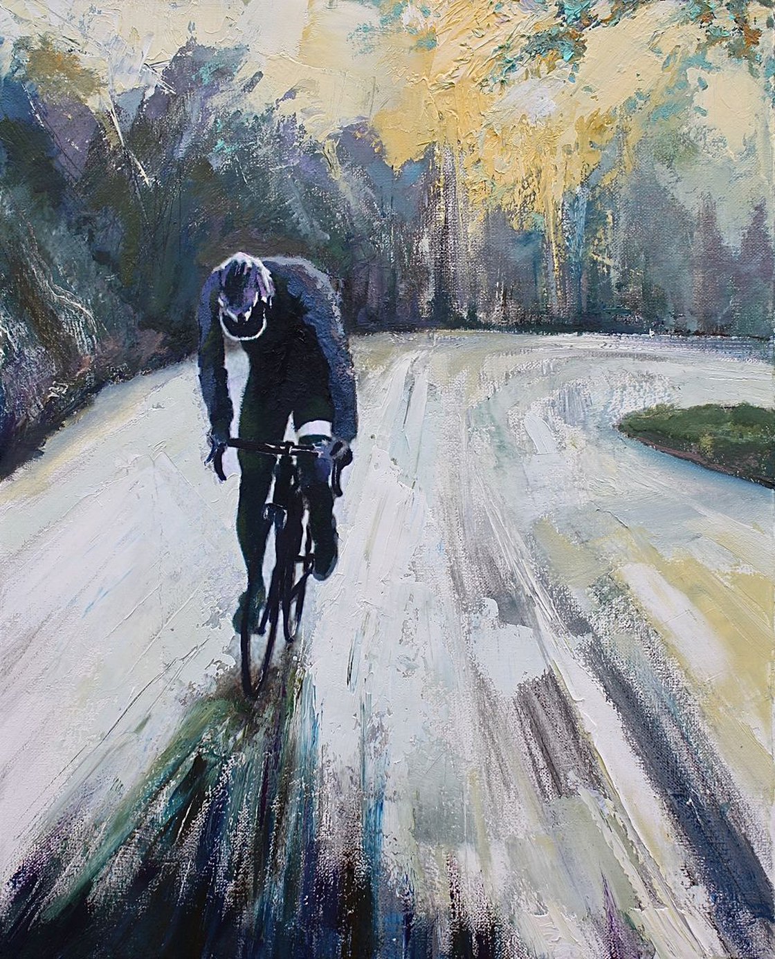 The Climb (Cycling Painting) Oil painting: Simon Jones Artfinder