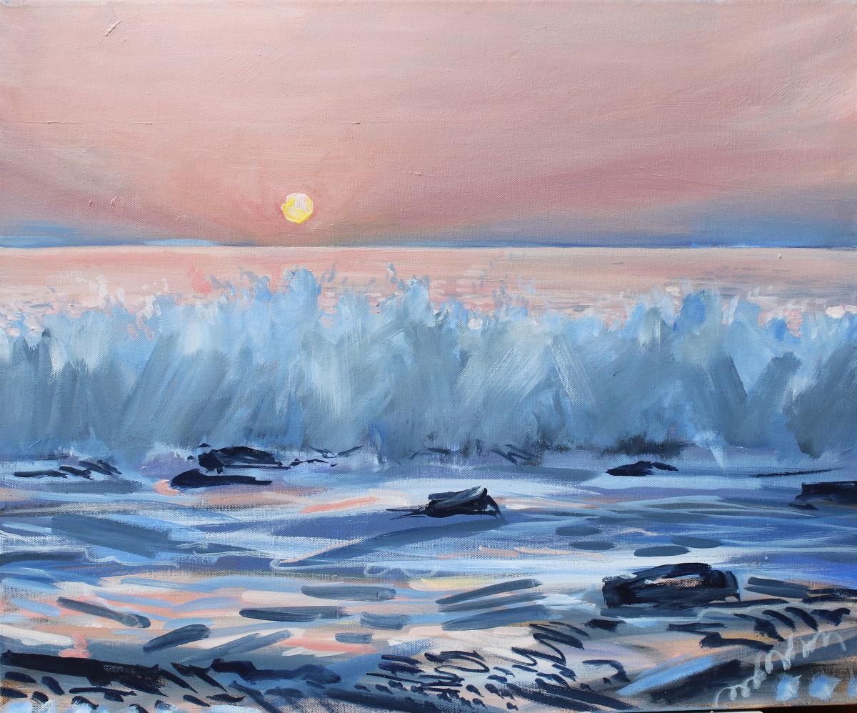 Crashing Waves (pink and blue) by David Pott