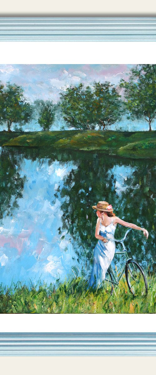 "MY VERSION LAKE Z ... " ORIGINAL OIL PAINTING PALETTE KNIFE, LANDSCAPE by mir-jan