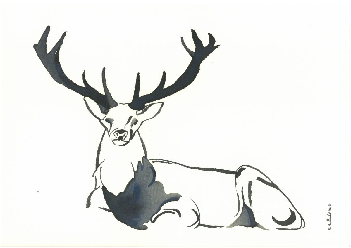 Deer I Animal Drawing by Ricardo Machado