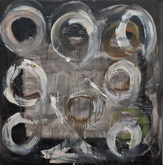 Grey & white  Colors  Modern art Abstract Acrylic 100x100