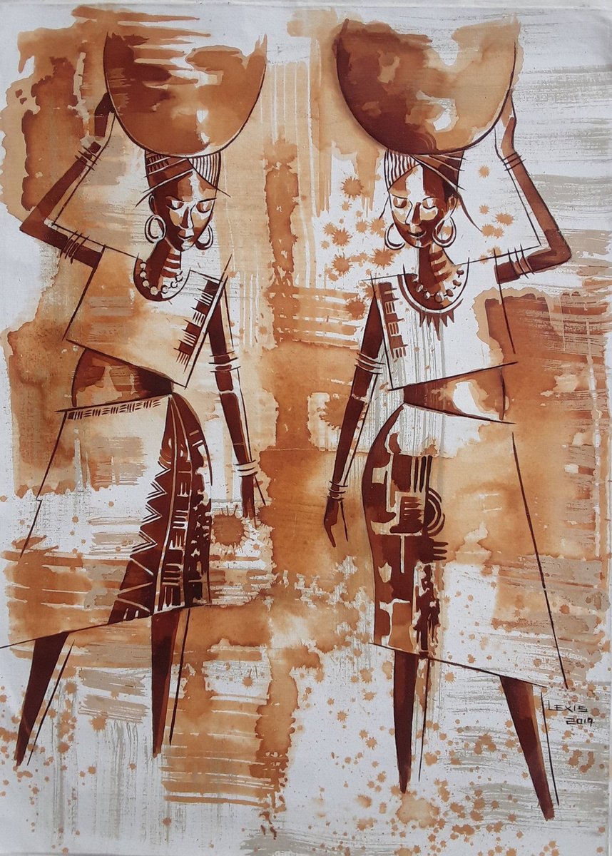 Expressive Painting , Twin Sisters, Sisterhood By Alex Mensah, 22 X 30, Artwork For Sale On Artfinder