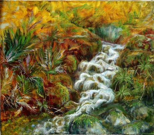 Irish landscape with grass, moss and stones by Olga Ivanova