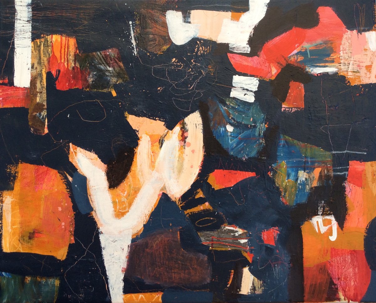 Abstract Acrylic Painting By Linda Coppens, 39 X 31", Poetry Of Life 17, Original Artwork