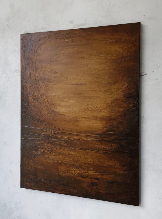 "Rust" Brown black abstract acrylic art