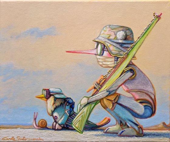 PINOCCHIO AND THE WOODEN RIFLE - ( 25 x 30 cm )