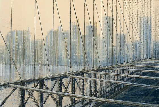 New York. The Brooklyn Bridge At Sunset