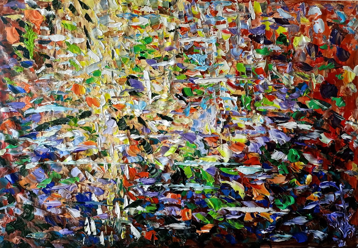 Impressionistic Botanical Oil Painting By Antonino Puliafico, 71 X 47, Luce E Vita, Original Artwork