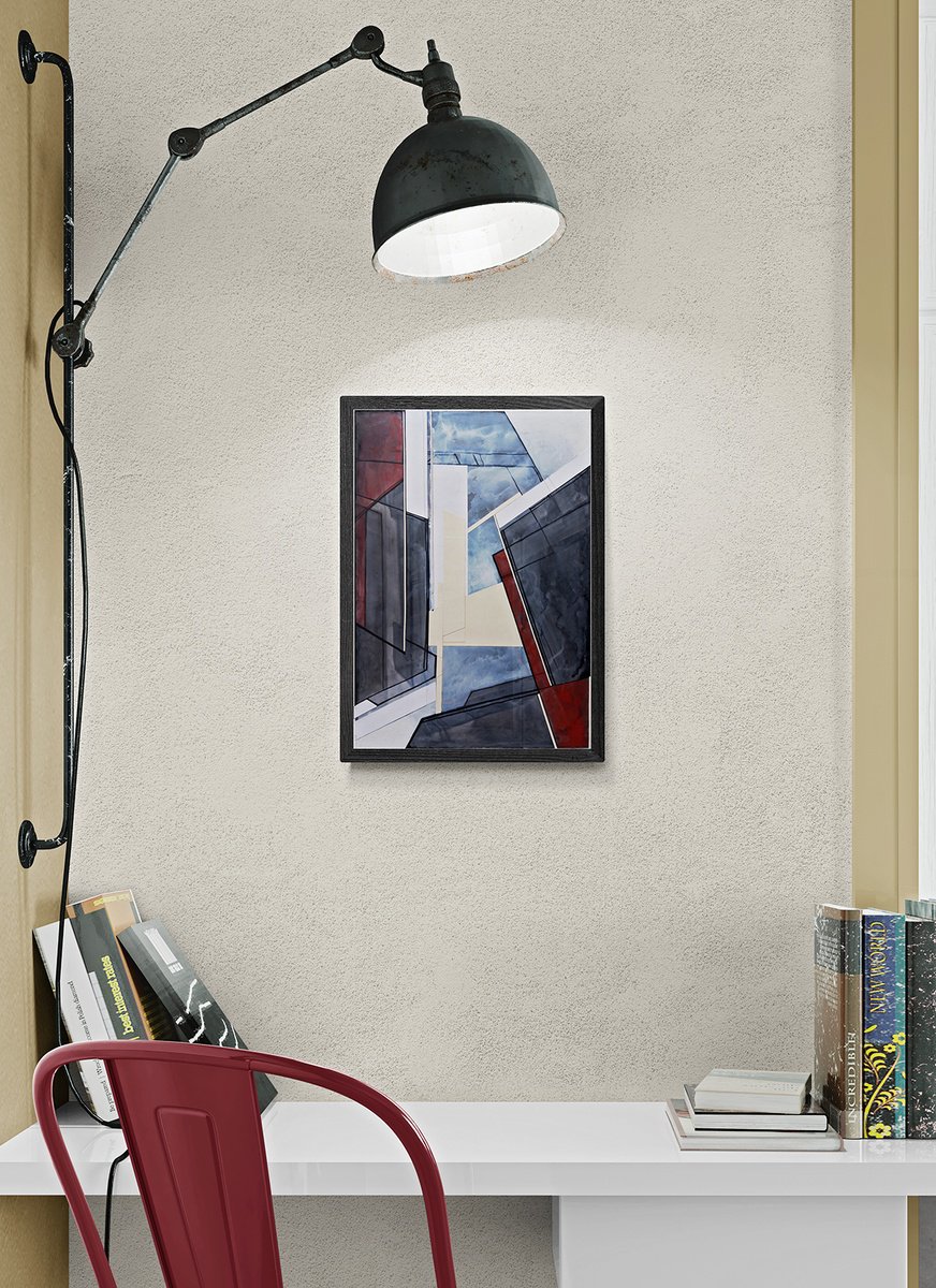 Geometric Abstract Painting By Marija Stojkovic, 14 X 20", Interspace, Original Artwork