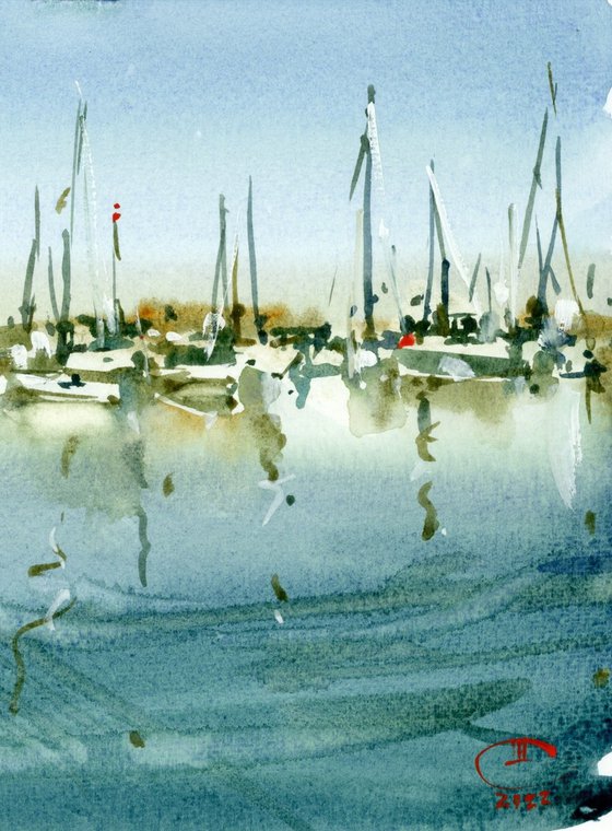 Sailboats in the port.